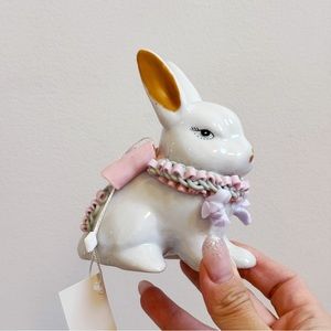 Vintage White Pink Pastel Easter Bunny Figurine